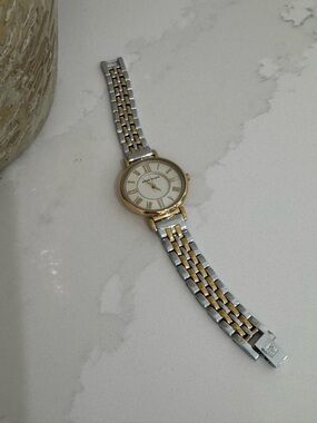 Women’s Watch Anne Klein Two-Tone Gold/Silver , Classic Roman Dial, Round Case